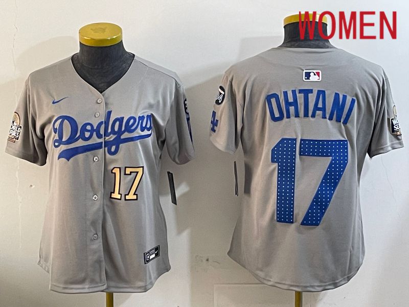 Women Los Angeles Dodgers #17 Ohtani Grey Game 2024 Nike MLB Jersey style 12051->women mlb jersey->Women Jersey